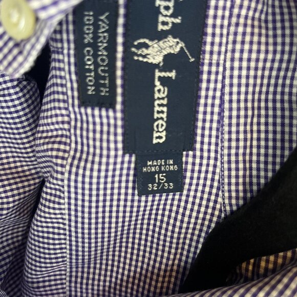 Ralph Lauren Yarmouth Men's 15-32/33 Purple Checkered Shirt Long Sleeve - Picture 6 of 7